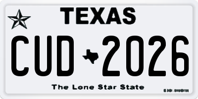 TX license plate CUD2026