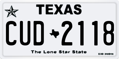 TX license plate CUD2118