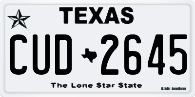 TX license plate CUD2645
