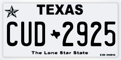 TX license plate CUD2925