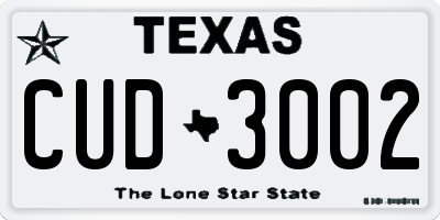 TX license plate CUD3002