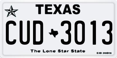 TX license plate CUD3013