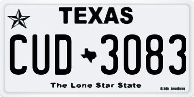 TX license plate CUD3083