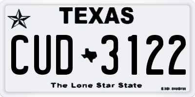 TX license plate CUD3122