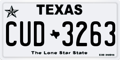 TX license plate CUD3263
