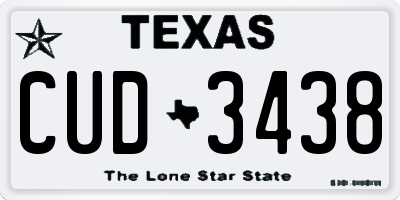 TX license plate CUD3438