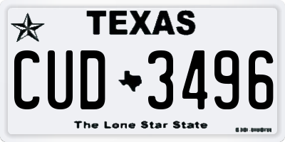 TX license plate CUD3496