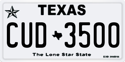 TX license plate CUD3500