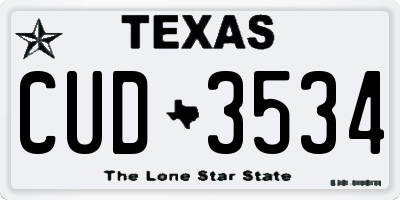 TX license plate CUD3534