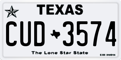 TX license plate CUD3574