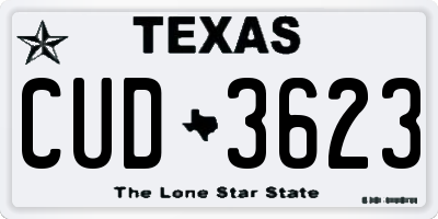 TX license plate CUD3623