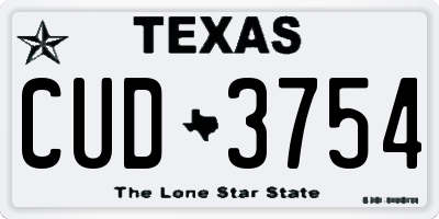 TX license plate CUD3754