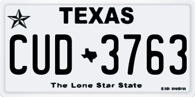 TX license plate CUD3763