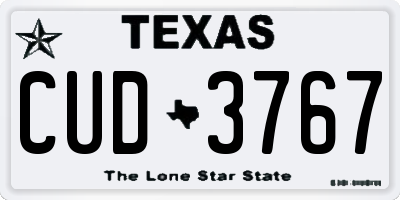 TX license plate CUD3767