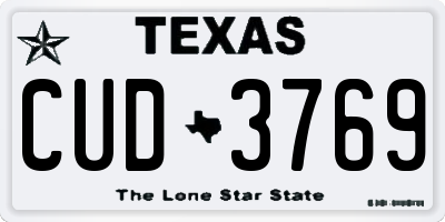 TX license plate CUD3769
