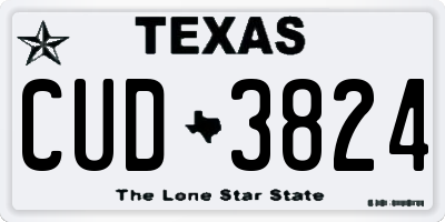 TX license plate CUD3824