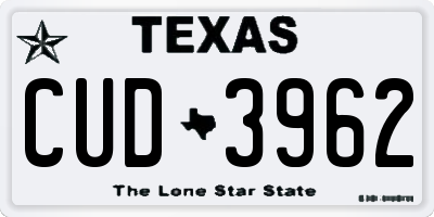 TX license plate CUD3962