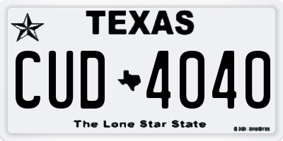 TX license plate CUD4040