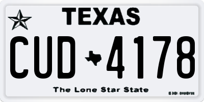 TX license plate CUD4178