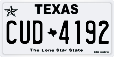 TX license plate CUD4192