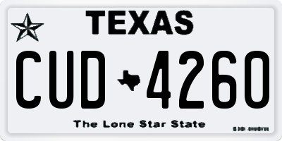 TX license plate CUD4260