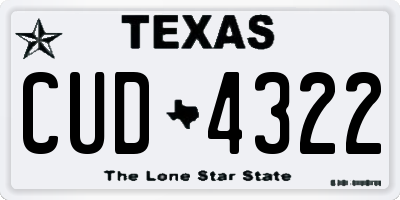 TX license plate CUD4322