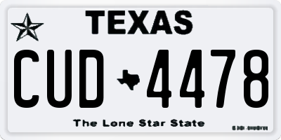 TX license plate CUD4478