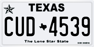 TX license plate CUD4539
