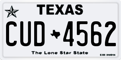 TX license plate CUD4562