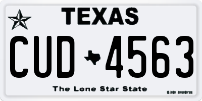 TX license plate CUD4563