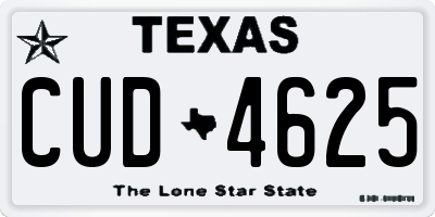 TX license plate CUD4625