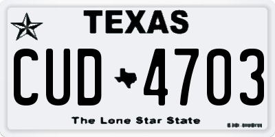 TX license plate CUD4703