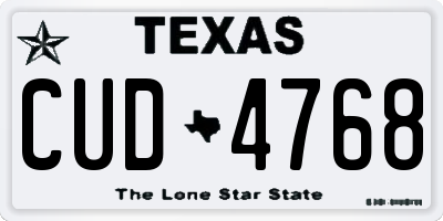 TX license plate CUD4768