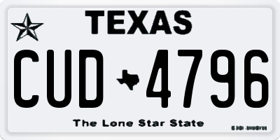 TX license plate CUD4796