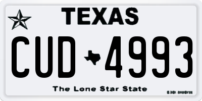 TX license plate CUD4993