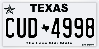 TX license plate CUD4998