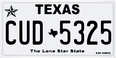 TX license plate CUD5325