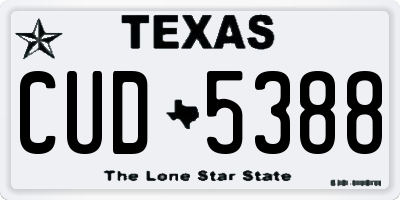 TX license plate CUD5388