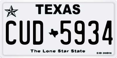 TX license plate CUD5934