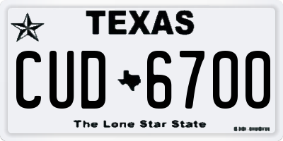 TX license plate CUD6700