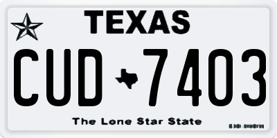 TX license plate CUD7403