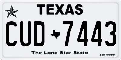 TX license plate CUD7443