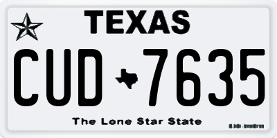 TX license plate CUD7635