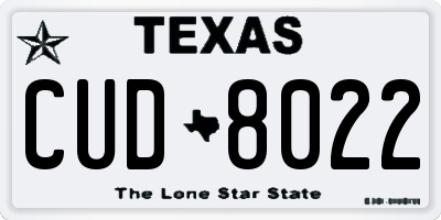 TX license plate CUD8022