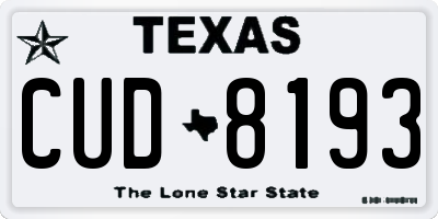 TX license plate CUD8193