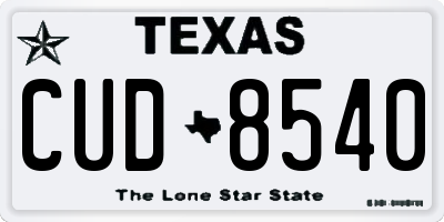 TX license plate CUD8540