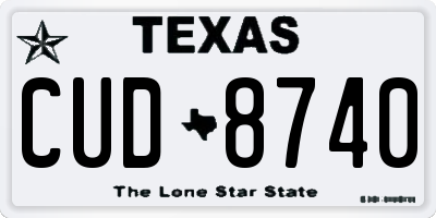 TX license plate CUD8740