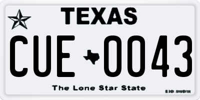 TX license plate CUE0043