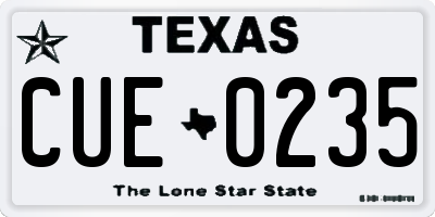 TX license plate CUE0235