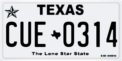 TX license plate CUE0314